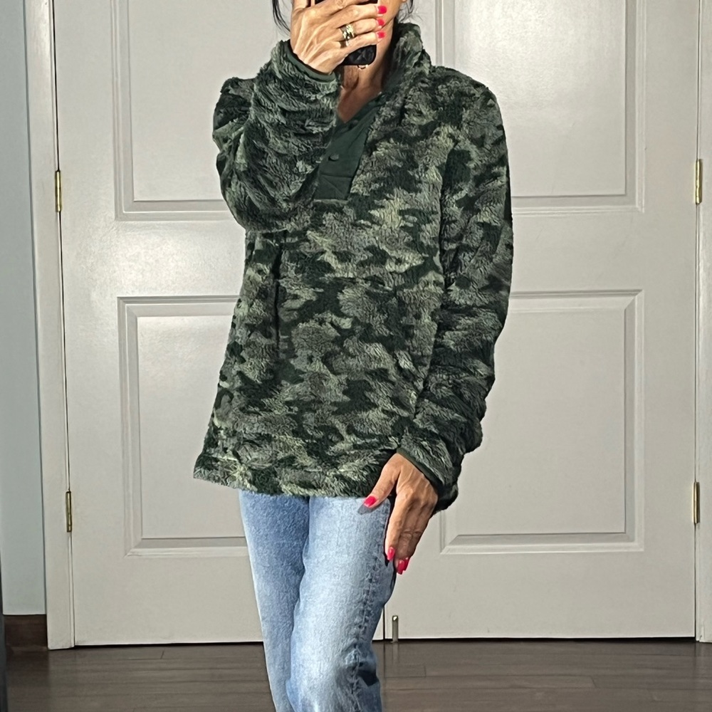 Eddie Bauer camouflage half button fleece size M - Picture 3 of 12